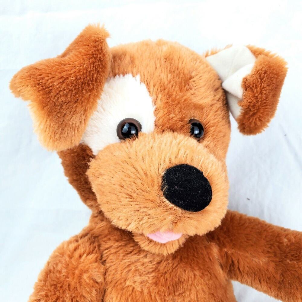 Build a Bear Sound Plush Dog Light Brown Puppy Doll with White on One Eye Barks